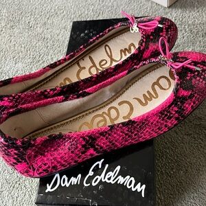 Felicia Hot Pink snakeskin flats by Sam Edelman